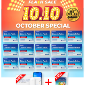 PAKEJ PROMO 10.10 (15 KOTAK GLUVERA + FREE 1 OTTAI GLUCOSE METER + FREE 1 POUCH GLUVERA TEA)